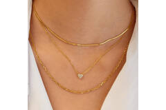  Starlit Drops - Colliers maillons - Argent / GP 14 carats - Zircone - 48cm
